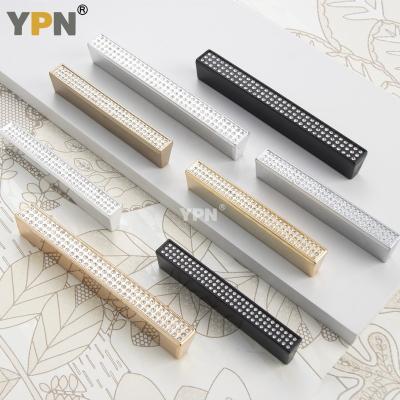 China Modern Black KitchenCabinet Wardrobe Drawer Dresser Door Gold Hardware YPN Plastic Crystal Push Pull Furniture Handle for sale