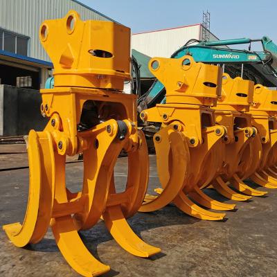 China Excavator grapple attachment log grapple for sale WYJ100Z 3 point log grapple for 5 to 9 ton excavator with hydraulic 360 rotation log grapple for sale