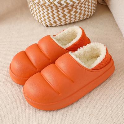 China Wholesale Winter Keepwarm Homen Slippers Women Slippers Fashion Removable Waterproof Windproof Cotton Orange Durable Indoor Slippers for sale