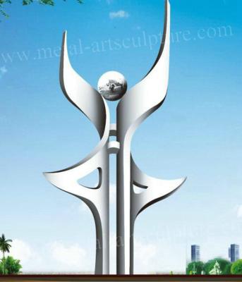 China Handmade Contemporary Outdoor Metal Sculpture Curve Ball Shaped For City Decor for sale