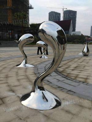 China 316L Stainless Steel Outdoor Garden Ornaments Abstract Metal Dolphin Sculpture for sale