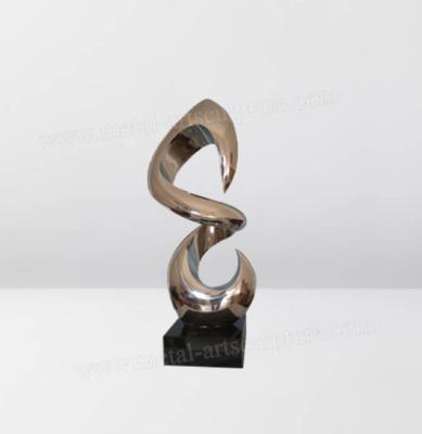 China Curve Gold Color Metal Art Sculpture As Gallery Display Modern Shape Design for sale