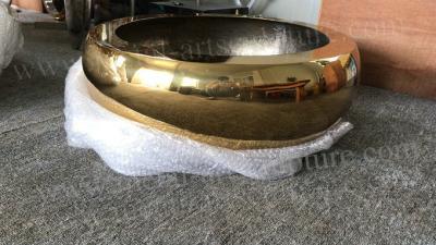 China Metal Bowl Sculpture Stainless Steel Full Handmade With Bright Gold Finish for sale