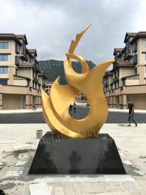 Chine La sculpture abstraite d'or en jardin en métal Handcraft peint avec la taille adaptée aux besoins du client à vendre