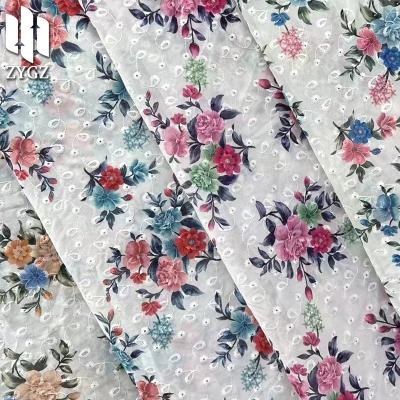 China New breathable polyester chiffon embroidery and printed fabric dress dress fabric wholesale customization for sale