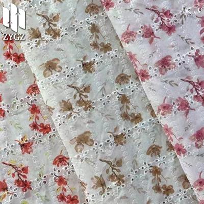 China Wholesale 2023 Summer Women's New Printed Dress Chiffon Jacquard Embroidered Tulle Fabric Breathable Fabric for sale