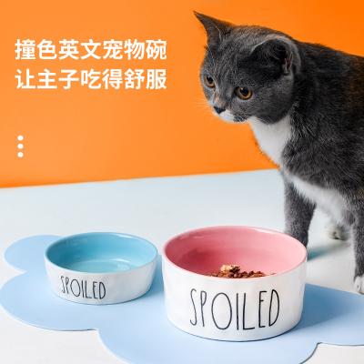 China Cat Dog Food Bowl Flat Mouth Matte Enamel Viable Warm Anti-Spill And Easy To Clean Ceramic Pet Supplies for sale