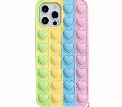 China Shockproof 3D Heart Wiggle Anti-Drop Reliver Stress Toy Phone Case Back Cover Funda Silicone Shell for sale