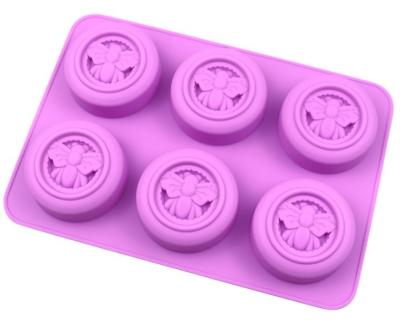 China 6 Cavity Bee Silicone Soap Mold Stocked Around Bee Silicone Molds For Soap Making Telematics Banking Mold for sale