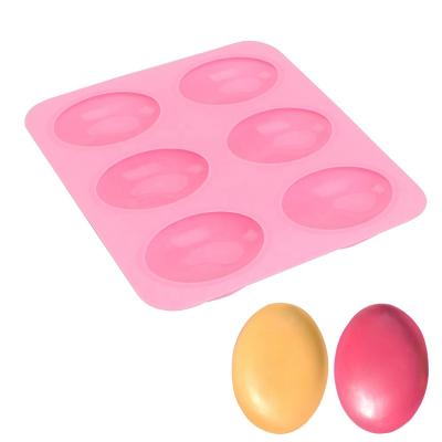 China Stocked Oval Shape Silicone Soap Mold DIY Cake Decorating 6 Slots Cake Tools Handmade Jelly Maker Fondant Cake Mold Baking Tool for sale