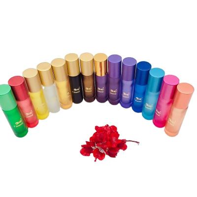 China Personal Care 10ml Roll On Glass Bottle With Rainbow Color Empty Essential Oil Bottles For Essential Oils for sale