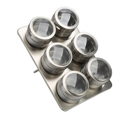 China High Quality Stocked Bring Support Silver Round Custom Magnetic Stainless Steel Spice Jar Wholesale for sale