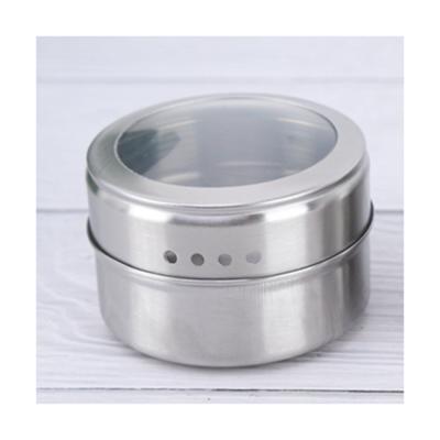 China Household Products Newcomers Silver Round Wholesale Packaging Can Magnetic Spice Cans for sale