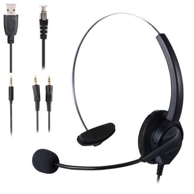 China Monaural Call Center Rotate Noise Canceling Microphone USB Port Monaural Call Center Headset for sale