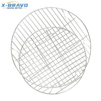 China Easy Cleaned Cooling Drying Short Steaming Assorted Spacer Stainless Steel Chicken Oil Tray Wing Legs Barbecue Round Net Cake Rack for sale