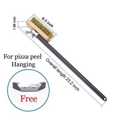 China Professional Brass Oven Copper Brush Scraper Grill Cleaning Brush 43 Inch Long Lasting Handle Pizza With Aluminum Handle for sale