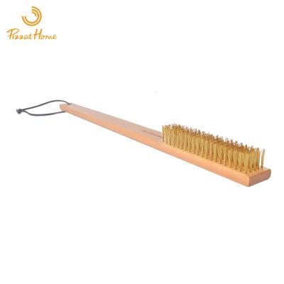 China Oven Copper Brush Bristle Brass Wood Handle Grill Viable Pizza Cleaner Oven Small Brush for Small Oven Roccbox Onni Koda for sale