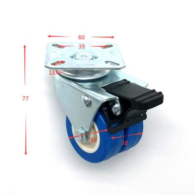 China Modern Furniture Office Caster 2 Inch 50mm Swivel Caster With Blue PVC Double Wheels for sale