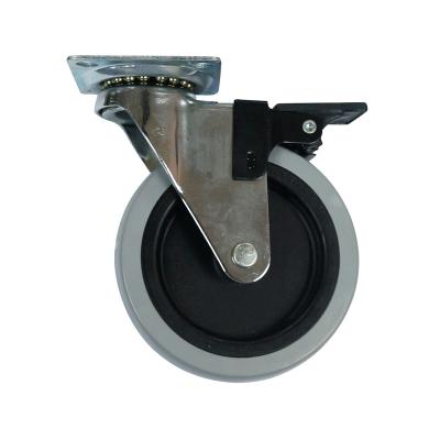 China 4 Inch TPR Modern Swivel Caster Wheel 100 Mm Caster With Plate With Brake for sale