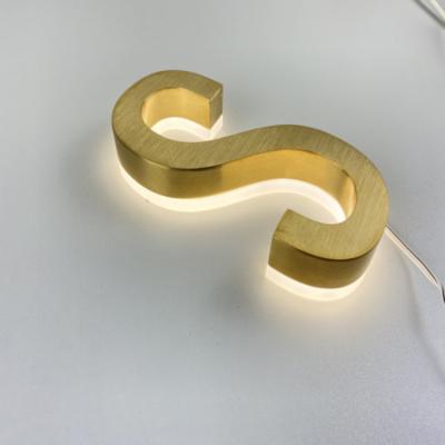 China Goede van de Brievensigngold van Qulaity 3d de Borstelss Backlit Logo Sign Light Up Signs Te koop