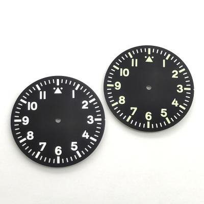 China Low MOQ 35.7mm Watch Parts Printed Subdial Arabic Numerals Hour Marker Watch Face Making Black Watch Face 35.7mm for sale