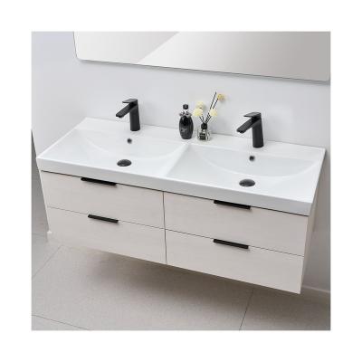 China New Type Ceramic Cabinet Bathroom Low Price Modern Double Basin Wash Basin for sale