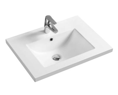 China EUROPEAN MLPO Gloss Bathroom Sink Self-Cleaning And Chinese Modern Commercial Ceramic White Countertop One Piece Bath Sink for sale