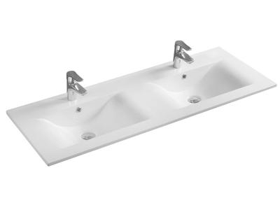 China EUROPEAN China Self-cleaning Glazed Bathroom Sink Vanity Double Wash Bathroom Basin for sale