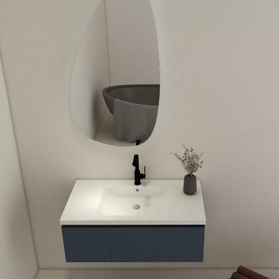 China Modern Wall Hanging Small Size Sink Set Blue Color Vanity Bathroom Furniture Sink Cabinet for sale