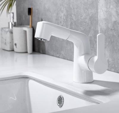 China Modern European Home White Color Pull Out Faucet Basin Faucet Luxury Bathroom for sale