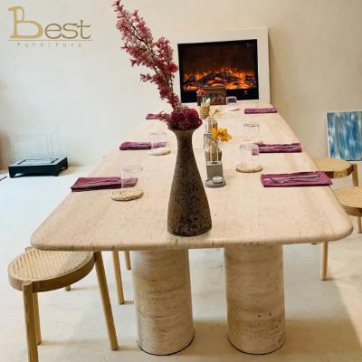 China Natural Italian Minimalist Marble Villa Long Villa Italian Minimalist Hotel Wind Wabi-sabi Exhibition Hall Net Red Dining Table for sale