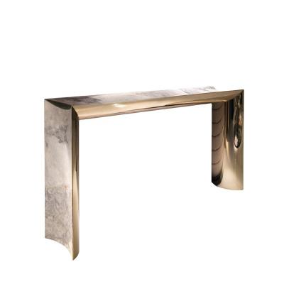 China Handmade Modern Marble Cabinet Living Room Modern Marble Cabinet Stainless Steel Living Room Table Console Luxury Gold Console Table for sale