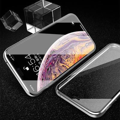 China Waterproof 360 Full Magnetic Adsorption Case For iPhone X Xs Clear Double-sided Glass+Built in Magnet Case for sale