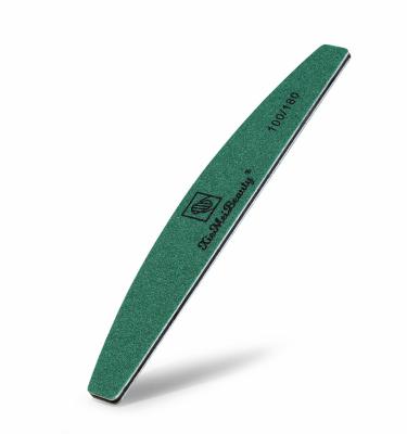 China Nail Files 100/180 Factory Supplier Logo Professional Custom Half Moon Grit Green Washable Nail File for sale