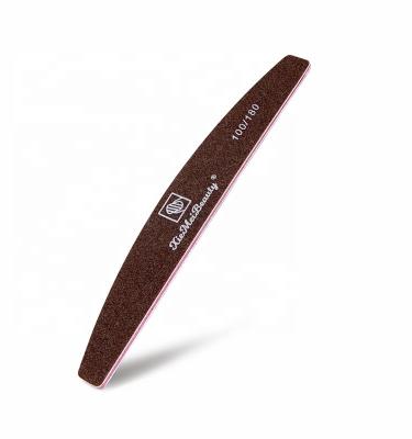 China Nail File 180/180 Grit High Care Custom Waterproof Sandpaper Half Moon Washable Crescent Brown Nail File for sale