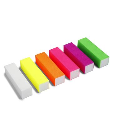 China Nail Care 4 Sided Professional Nail Salon Blocks Fluorescent Colors White Buffer Buffing Blocks for sale