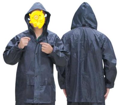 China Hot Cheap Portable Waterproof Hooded 100% 170T Polyester With PVC Coated Raincoat For Men for sale