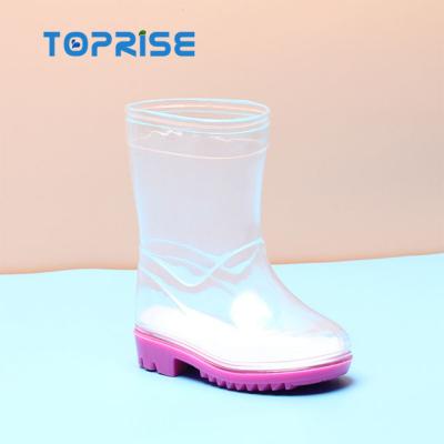 China Fashion Trend Kids Transparent Clear PVC Wellington Rain Boots Jelly Flat Festival Clear Leg for sale