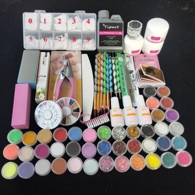 China Hot Selling Steel + Sandpaper Manicure Set Powder Glitter Nail Art Kit Decoration Tools Acrylic Nail Kit for sale