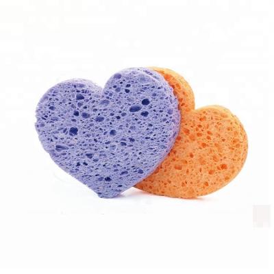 China Viable Cute CE-02 Heart Shape Washable Cellulose Cleaning Sponge Face Sponge for sale