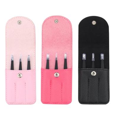 China Professional Eyebrow Maintenance Tools 3Pcs Stainless Steel Industrial Straight Tweezers For Eyebrow Repair Tools for sale