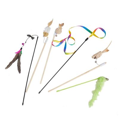 China Viable Plastic Cat Ball Feather Interactive Cat Toys Cat Playing Toy Puzzle Stick for sale