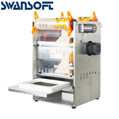 China Industrial Food Swansoft Europe Marketplace Hosted Fast Food Box Tray Packing Machine Lunch Tray Sealer for sale