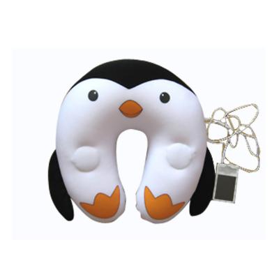 China Lovely Penguin Shape Soft Music Pillow Kids Magnetic Animal Neck Pillow Travel Pillow for sale