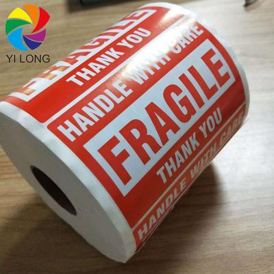 China Waterproof Fragile Warning Safety Rolled Label Stickers Rolled Label for sale