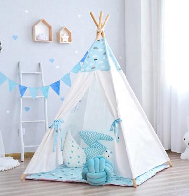 China Toy Safety Standards Indian Kids Play Tent Playhouse Black Tree Printed Cotton Canvas Teepee Tent For Kids zu verkaufen