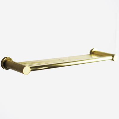 China Wall Mounted Type Bathroom Shelves Wall Mounted Copper Brass Toilet Shelves Brushed Gold Bathroom Shelf Rack for sale