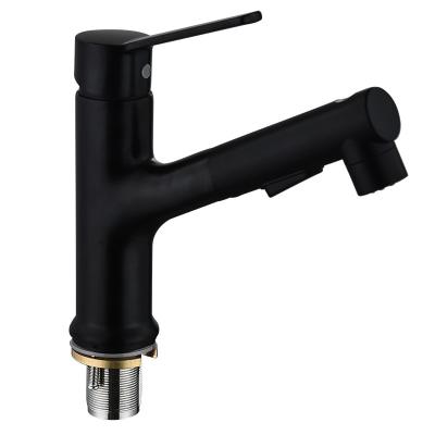 China Popular Products Metered Faucets Basin Faucet With Pull Down For Bathroom Sprayer Two Stream Mode Single Lever Handle Mixer Tap for sale