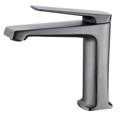 China Modern Single Lever Metered Faucets Matte Black Basin Faucet With Brass Body for sale