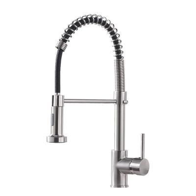 China FUJIAN Faucets Thermostatic Solid Brass Single Handle Sprayer Lead Free Chrome Spring Pull Down Kitchen Sink Faucet for sale